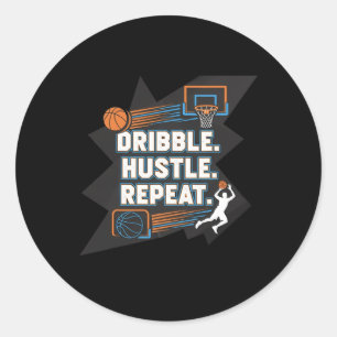 Dribbel Haast Herhaal Motiverend Sketll-ontwerp Ronde Sticker