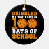Dribbelde mijn weg door 100 dagen schoolbasketbal keramisch ornament (Voorkant)