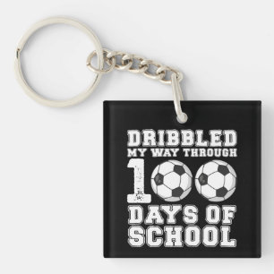 Dribbelde mijn weg door 100 dagen schoolsoccer sleutelhanger