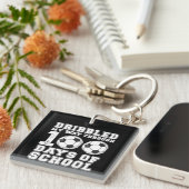 Dribbelde mijn weg door 100 dagen schoolvoetbal sleutelhanger (Voorkant Rechts)