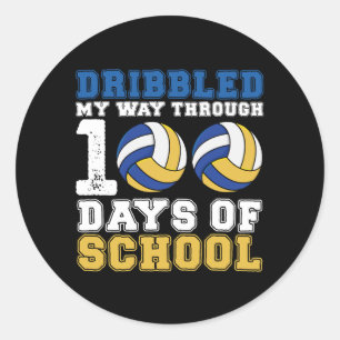 Dribbelde mijn weg door 100 dagen schoolvolleybal ronde sticker