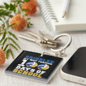 Dribbelde mijn weg door 100 dagen schoolvolleybal sleutelhanger (Voorkant Rechts)