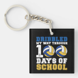 Dribbelde mijn weg door 100 dagen schoolvolleybal sleutelhanger