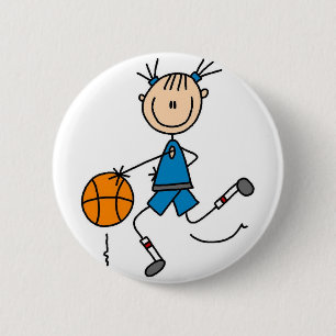 Dribbelen met de basketbal knop ronde button 5,7 cm