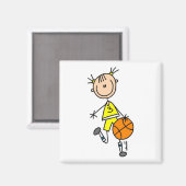 Dribbling Girl Basketball Tshirts en Gifts Magneet (Voorkant / Achterkant)