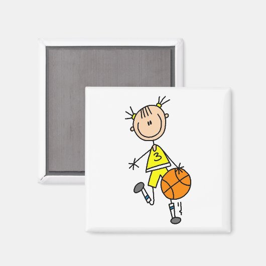 Dribbling Girl Basketball Tshirts en Gifts Magneet (Voorkant / Achterkant)