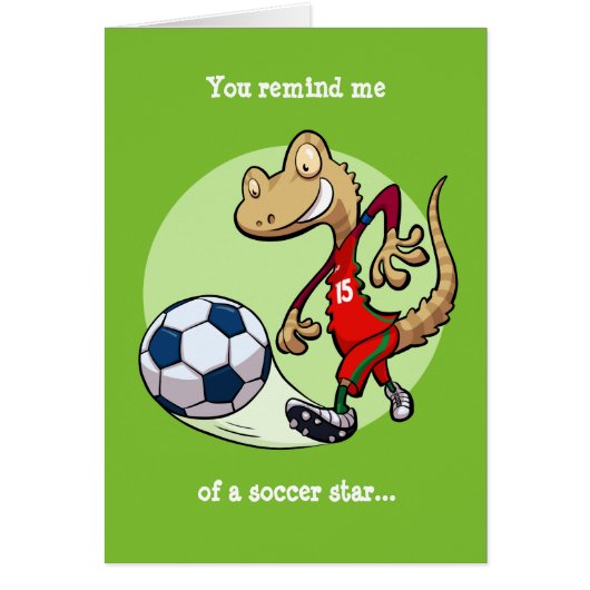 Dribbling Soccer Star Gecko Football Cartoon (Voorkant)