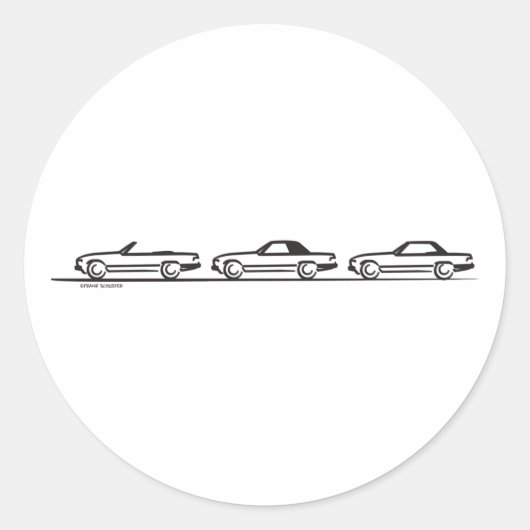 Drie 107 SL's Ronde Sticker (Voorkant)