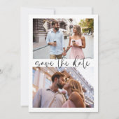 Drie 3 Foto minimalistisch script legant Wedding Save The Date (Voorkant)