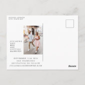Drie 3 Foto Minimalistisch Script Save The Date Briefkaart (Achterkant)