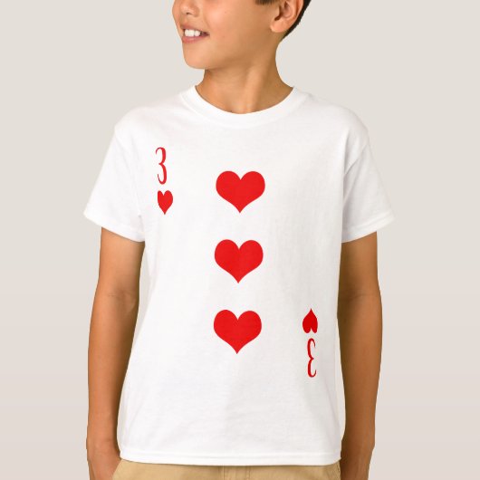 Drie (3) van harten spelen Kaart Poker kostuum aut T-shirt (Voorkant)