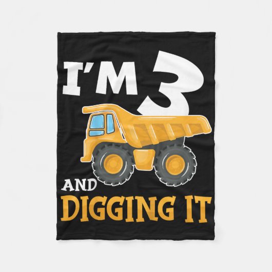 Drie 3jaar 3e verjaardag bouw jongen 3 jaar ol fleece deken (Voorkant)