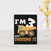 Drie 3jaar 3e verjaardag bouw jongen 3 jaar ol kaart (Gele Bloem)