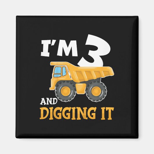 Drie 3jaar 3e verjaardag bouw jongen 3 jaar ol magneet (Voorkant)