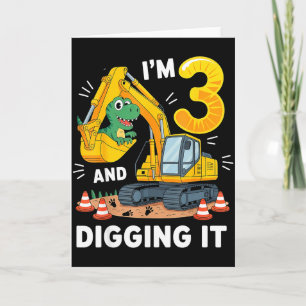 Drie 3jr 3de verjaardag bouw dinosaurus jongen 3 kaart