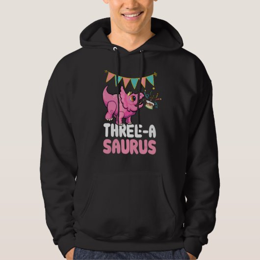 Drie A Saurus Dinosaur Cute Kiddo Triceratops Hoodie (Voorkant)