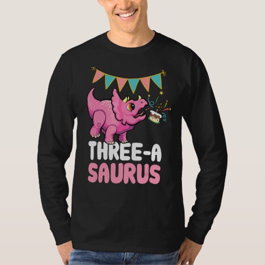 Drie A Saurus Dinosaur Cute Kiddo Triceratops T-shirt (Voorkant)