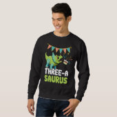 Drie A Saurus Dinosaur Cute Kiddo Triceratops Trui (Voorkant volledig)