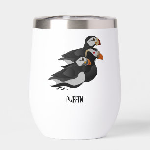 Drie aangenaam bevriende Puffins-zwemmers-Cartoon