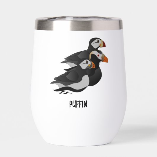 Drie aangenaam bevriende Puffins-zwemmers-Cartoon (Achterkant)