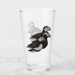 Drie aangenaam bevriende Puffins-zwemmers-Cartoon Glas
