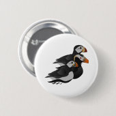 Drie aangenaam bevriende Puffins-zwemmers-Cartoon Ronde Button 5,7 Cm (Voorkant /achterkant)