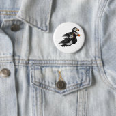 Drie aangenaam bevriende Puffins-zwemmers-Cartoon Ronde Button 5,7 Cm (In situ)