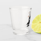 Drie aangenaam bevriende Puffins-zwemmers-Cartoon Shot Glas (Links)