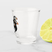 Drie aangenaam bevriende Puffins-zwemmers-Cartoon Shot Glas (Rechts)