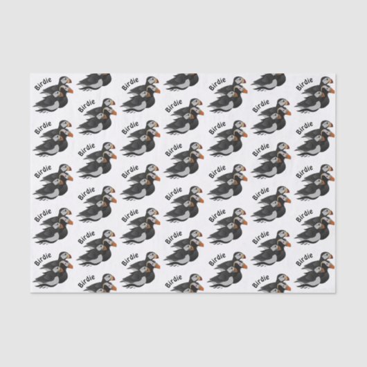 Drie aangenaam bevriende Puffins-zwemmers-Cartoon Tissuepapier (Voorkant)