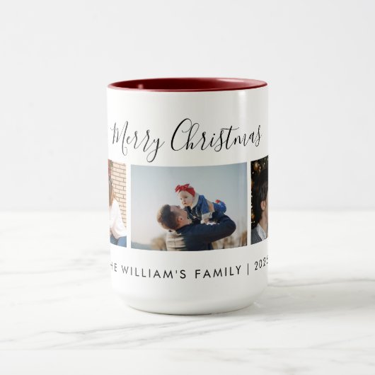 Drie aangepaste foto collage & tekst Prettig kerst Mok (Midden)
