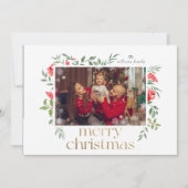 Drie aangepaste foto's Gold Merry Christmas Lijst Kaart (Voorkant)