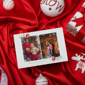 Drie aangepaste foto's Gold Merry Christmas Lijst Kaart