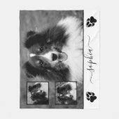 Drie aangepaste foto's met aangepaste huisdiernaam fleece deken (Voorkant)