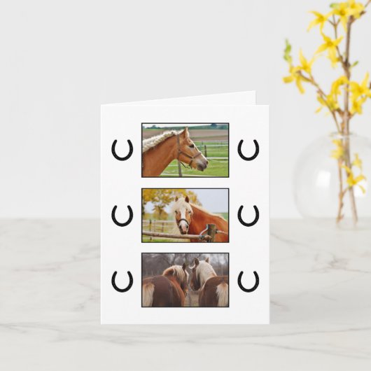 Drie aangepaste paarden dank u kaart (Gele Bloem)