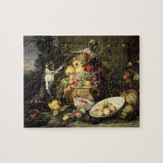 Drie aapjes met stelen (olie op doek) legpuzzel (Horizontaal)