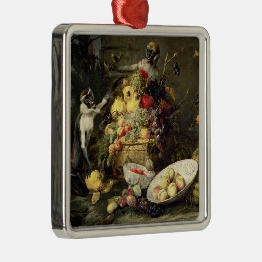 Drie aapjes met stelen (olie op doek) metalen ornament (Rechts)