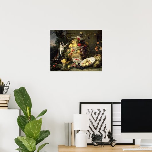 Drie aapjes met stelen (olie op doek) poster (Thuiskantoor)