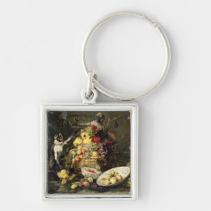 Drie aapjes met stelen (olie op doek) sleutelhanger