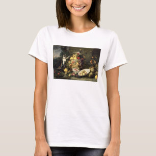 Drie aapjes met stelen (olie op doek) t-shirt