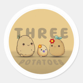 Drie aardappelen ronde sticker