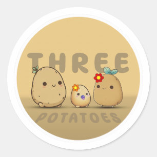 Drie aardappelen ronde sticker