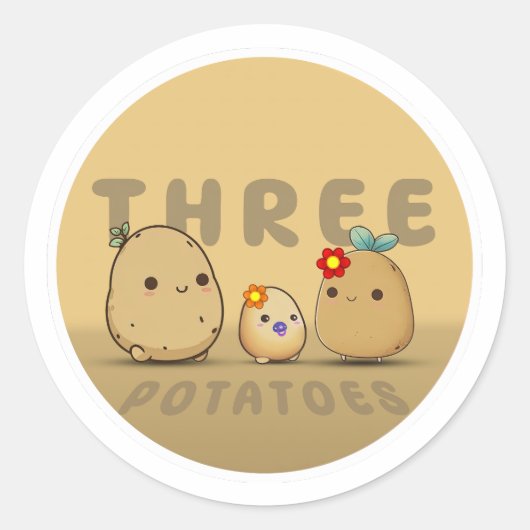 Drie aardappelen ronde sticker (Voorkant)