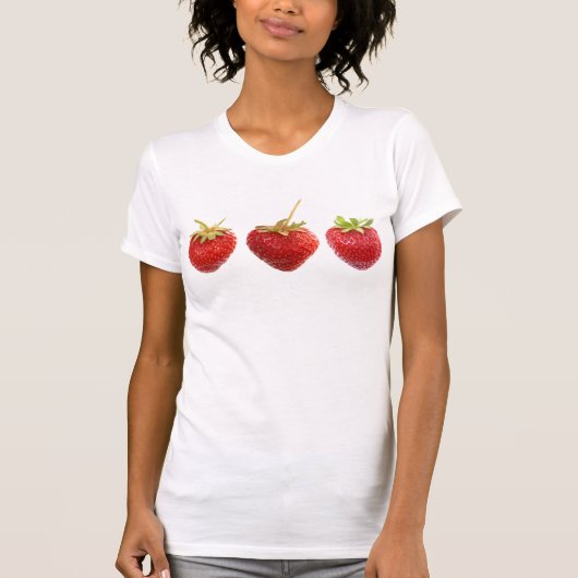 Drie aardbeien in een rij t-shirt (Voorkant)