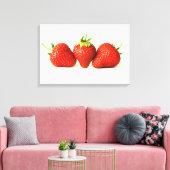 Drie aardbeien op wit 24x16 (60x40cm) waccnm canvas afdruk (Insitu (Woonkamer))