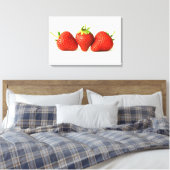 Drie aardbeien op wit 24x16 (60x40cm) waccnm canvas afdruk (Insitu (Slaapkamer))