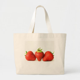 Drie aardbeien op wit jtcnm grote tote bag
