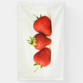 Drie aardbeien op witte brancna spandoek (Verticaal)