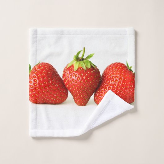 Drie aardbeien op witte BTCNA Bad Handdoek (Wasdoekje)