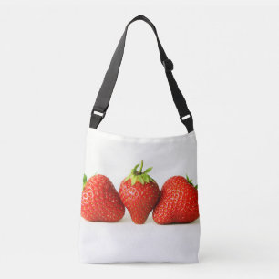 Drie aardbeien op witte cbbcna crossbody tas